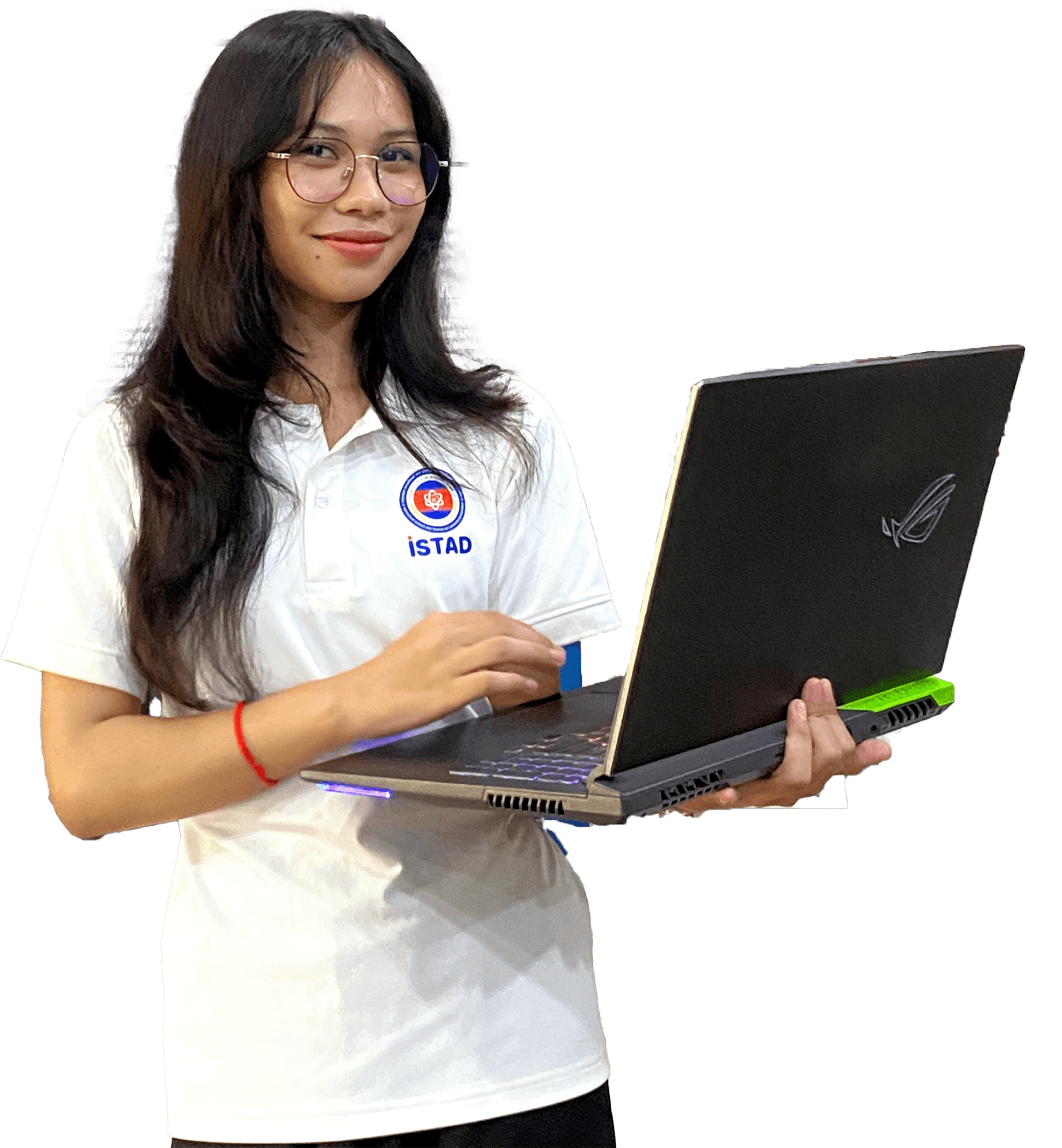 Person holding laptop